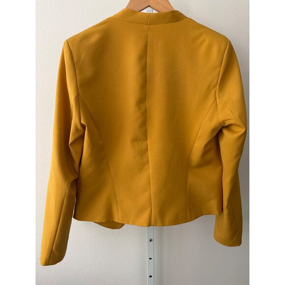 OVI Mustard Yellow Open Front Blazer Size Large Modern Minimal Tailored Workwear - Picture 4 of 11